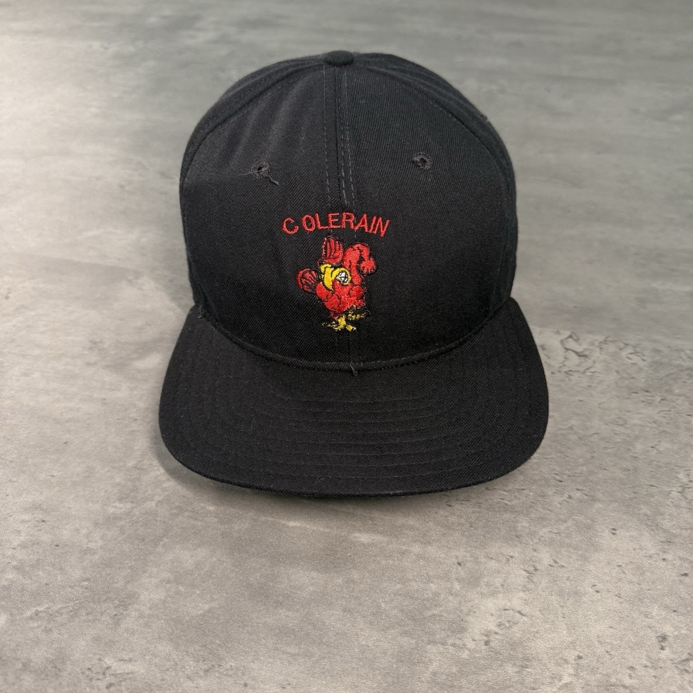 Vintage 70s 80s New Era Snapback Hat Black Red Colerain Cardinals Trucker Cap‎